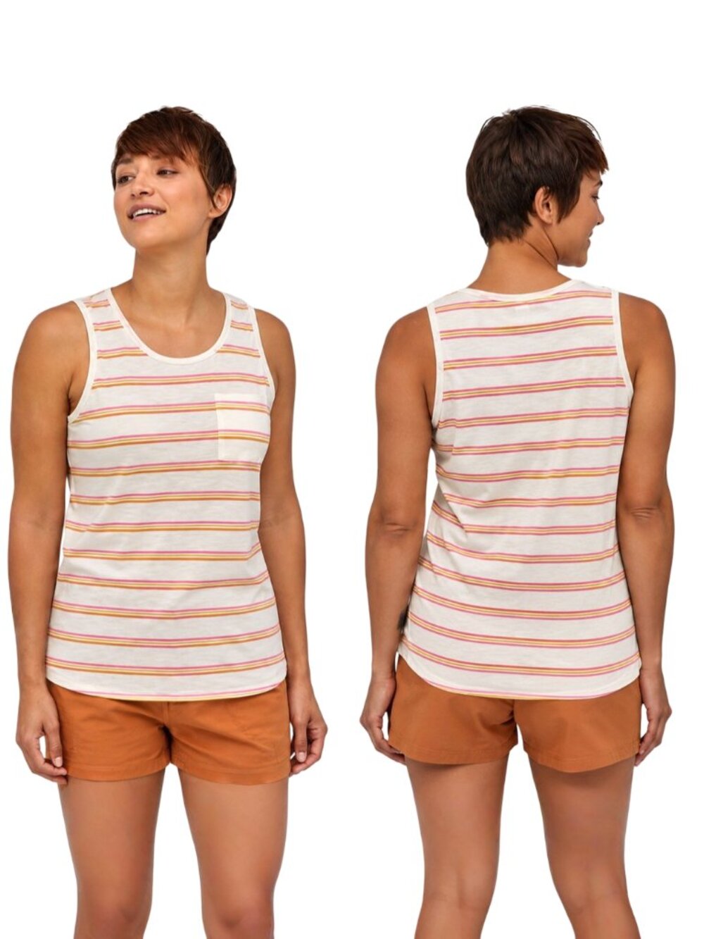 Patagonia Mainstay Organic Cotton Tank Top Women Cream Pink Stripe NWT Size S